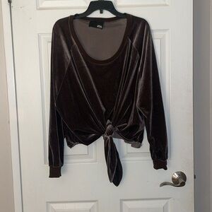 m by mendocino velvet front tie sweater